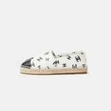 Chanel Printed Lambskin CC White Black Espadrilles