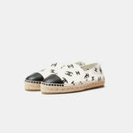 Chanel Printed Lambskin CC White Black Espadrilles
