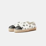 Chanel Printed Lambskin CC White Black Espadrilles