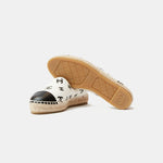 Chanel Printed Lambskin CC White Black Espadrilles