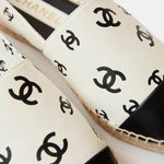 Chanel Printed Lambskin CC White Black Espadrilles