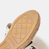Chanel Printed Lambskin CC White Black Espadrilles