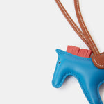Hermès Grigri Rodeo Horse Bleu Zanzibar/Rose Texas/Gold PM