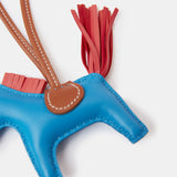 Hermès Grigri Rodeo Horse Bleu Zanzibar/Rose Texas/Gold PM