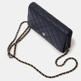 Chanel Wallet on Chain Navy Blue Lambskin Gold-Tone Metal
