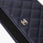 Chanel Wallet on Chain Navy Blue Lambskin Gold-Tone Metal