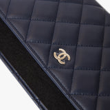Chanel Wallet on Chain Navy Blue Lambskin Gold-Tone Metal