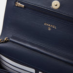 Chanel Wallet on Chain Navy Blue Lambskin Gold-Tone Metal