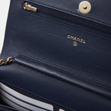 Chanel Wallet on Chain Navy Blue Lambskin Gold-Tone Metal