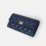 Chanel Boy Long Flap Wallet Blue Caviar Gold Hardware