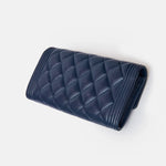 Chanel Boy Long Flap Wallet Blue Caviar Gold Hardware