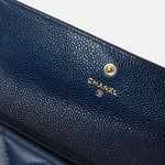 Chanel Boy Long Flap Wallet Blue Caviar Gold Hardware