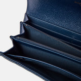 Chanel Boy Long Flap Wallet Blue Caviar Gold Hardware