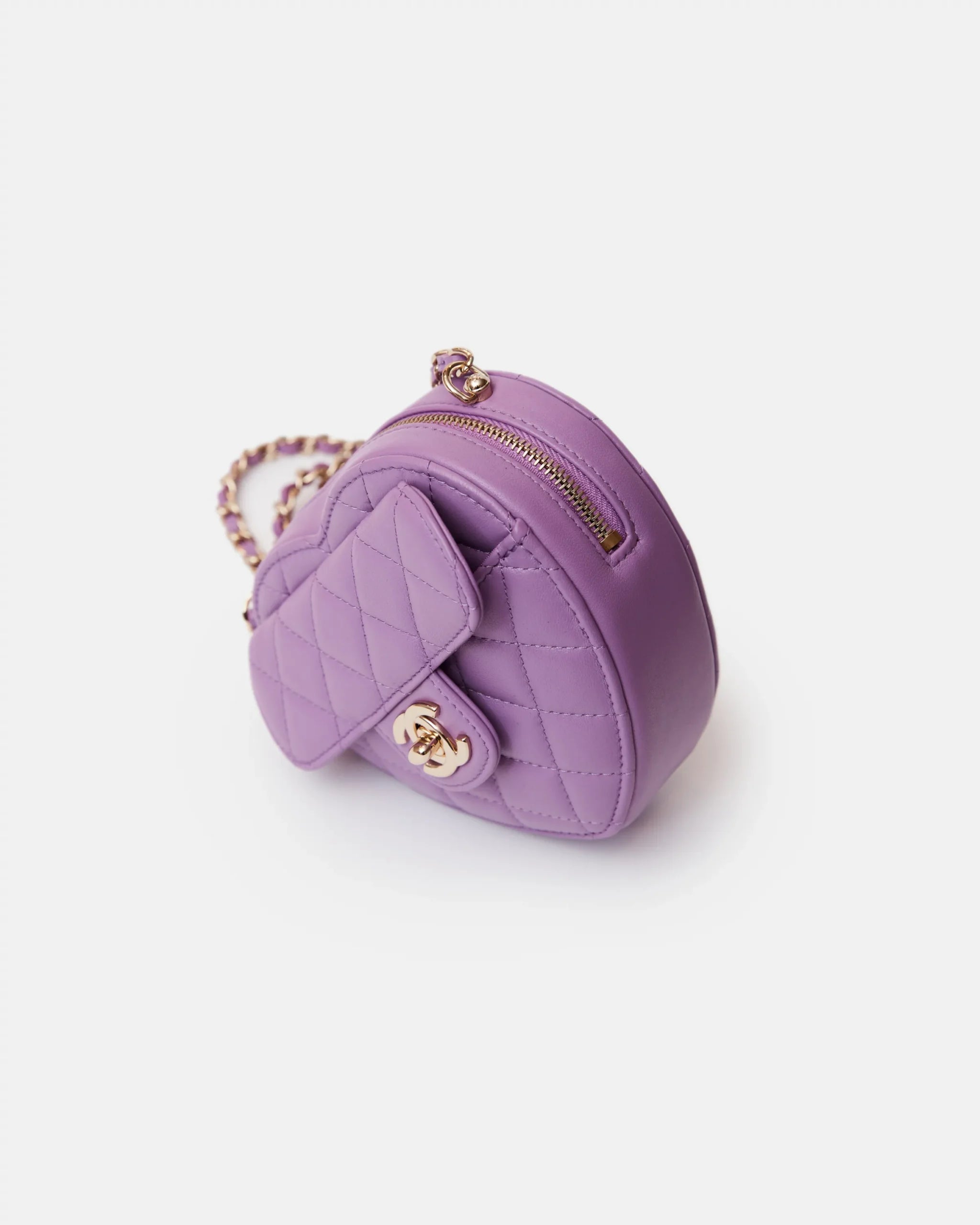 Chanel Heart Bag Medium Purple Lambskin Gold-Tone Metal