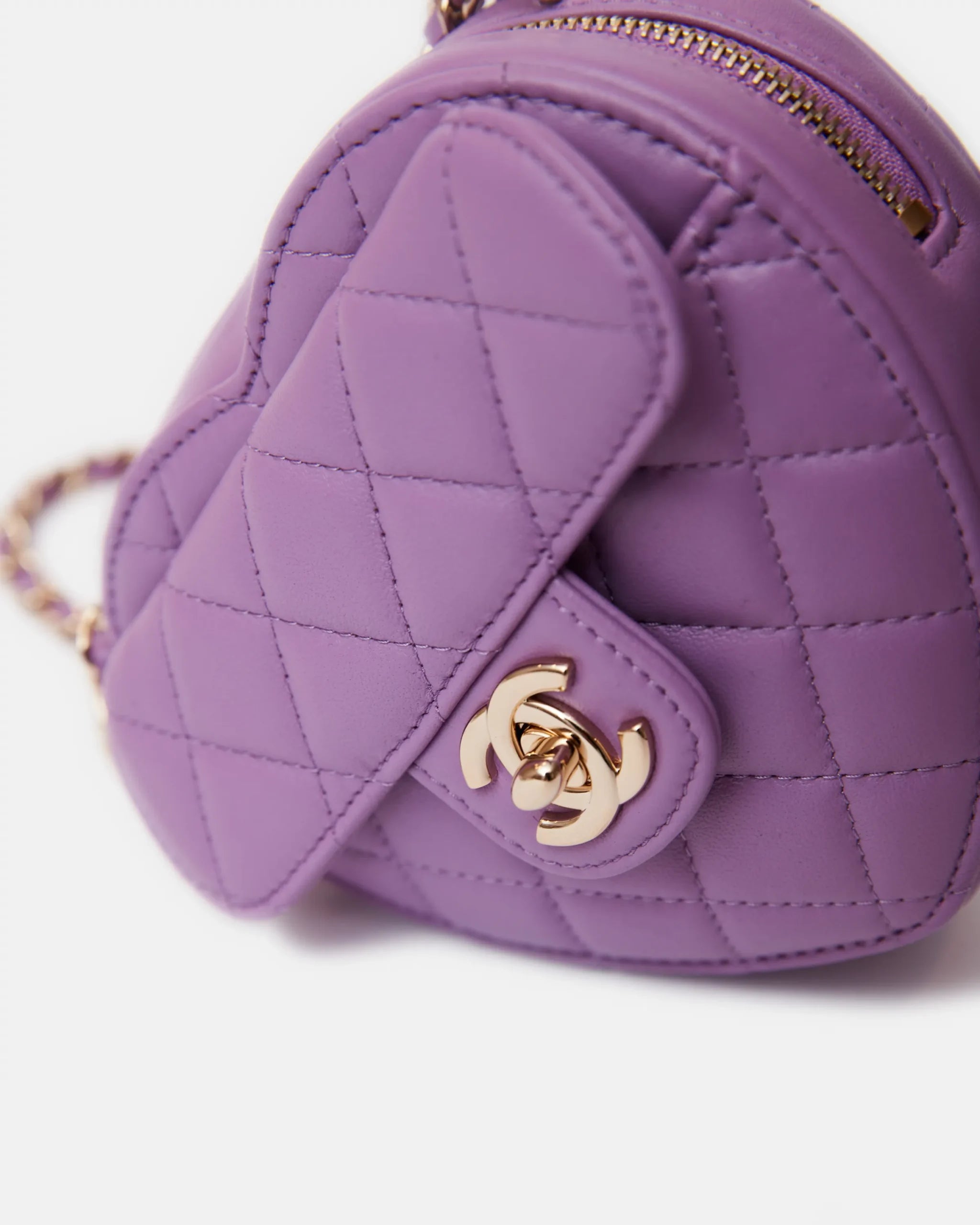 Chanel Heart Bag Medium Purple Lambskin Gold-Tone Metal