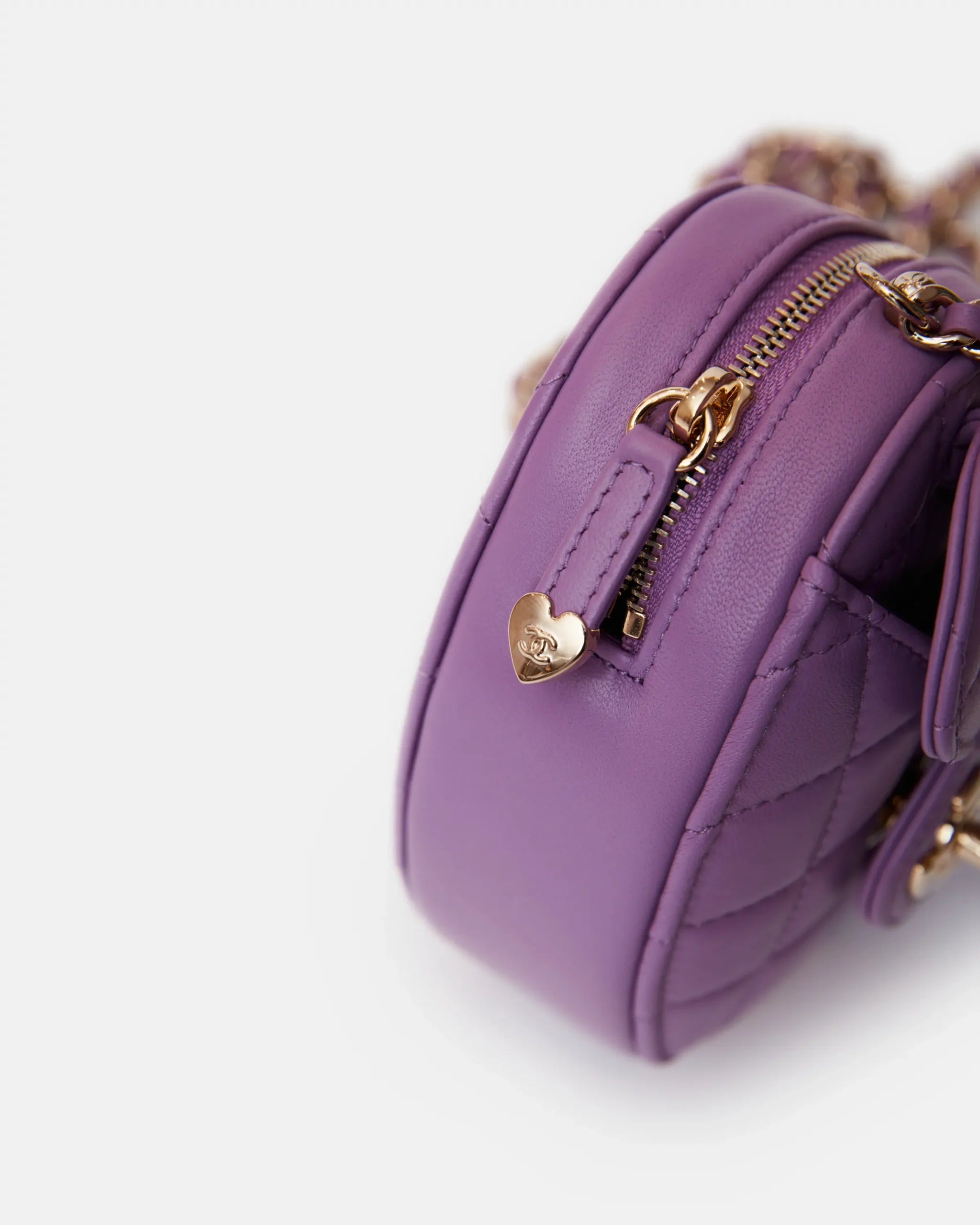 Chanel Heart Bag Medium Purple Lambskin Gold-Tone Metal