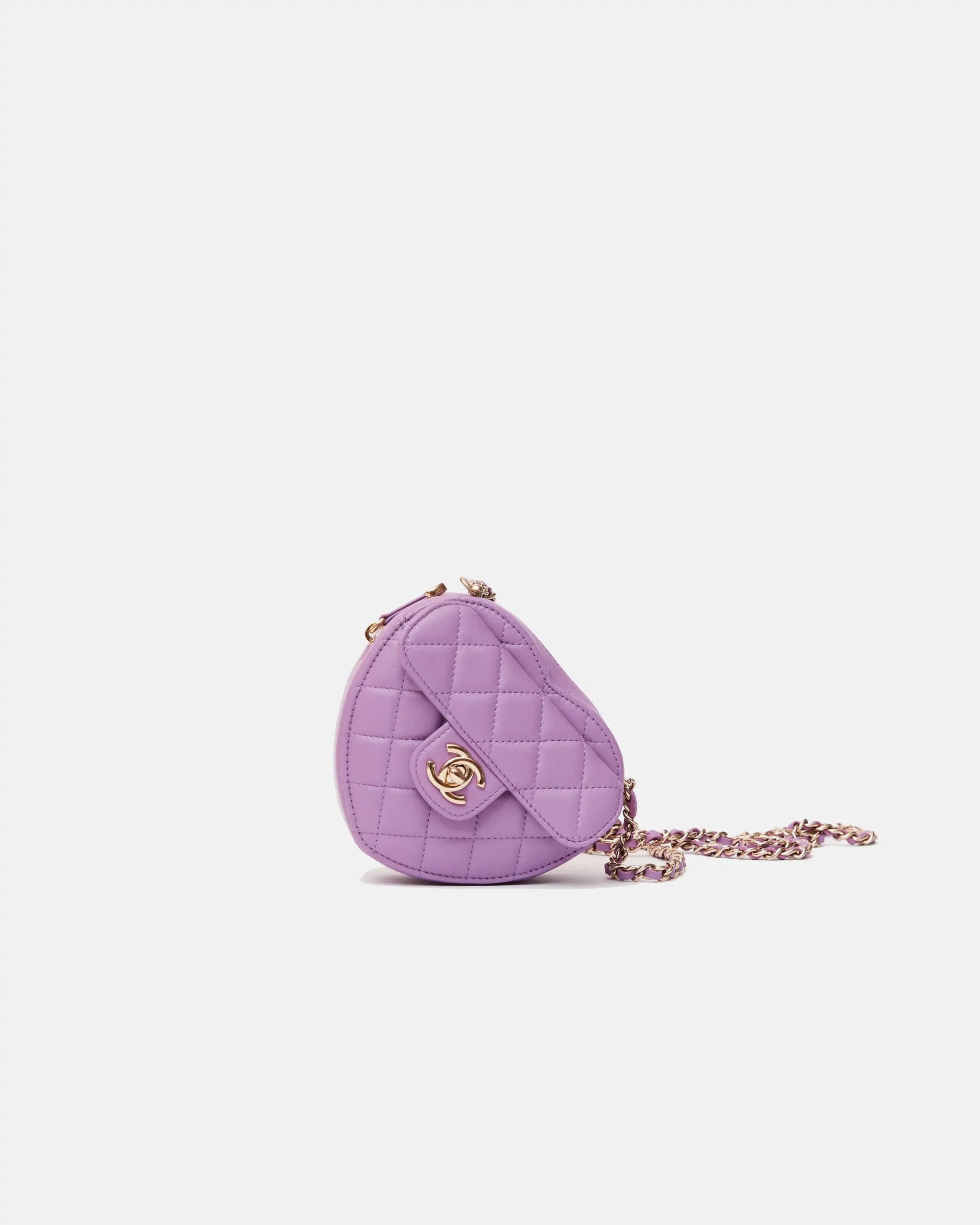 Chanel Heart Bag Small Purple Lambskin Gold-Tone Metal