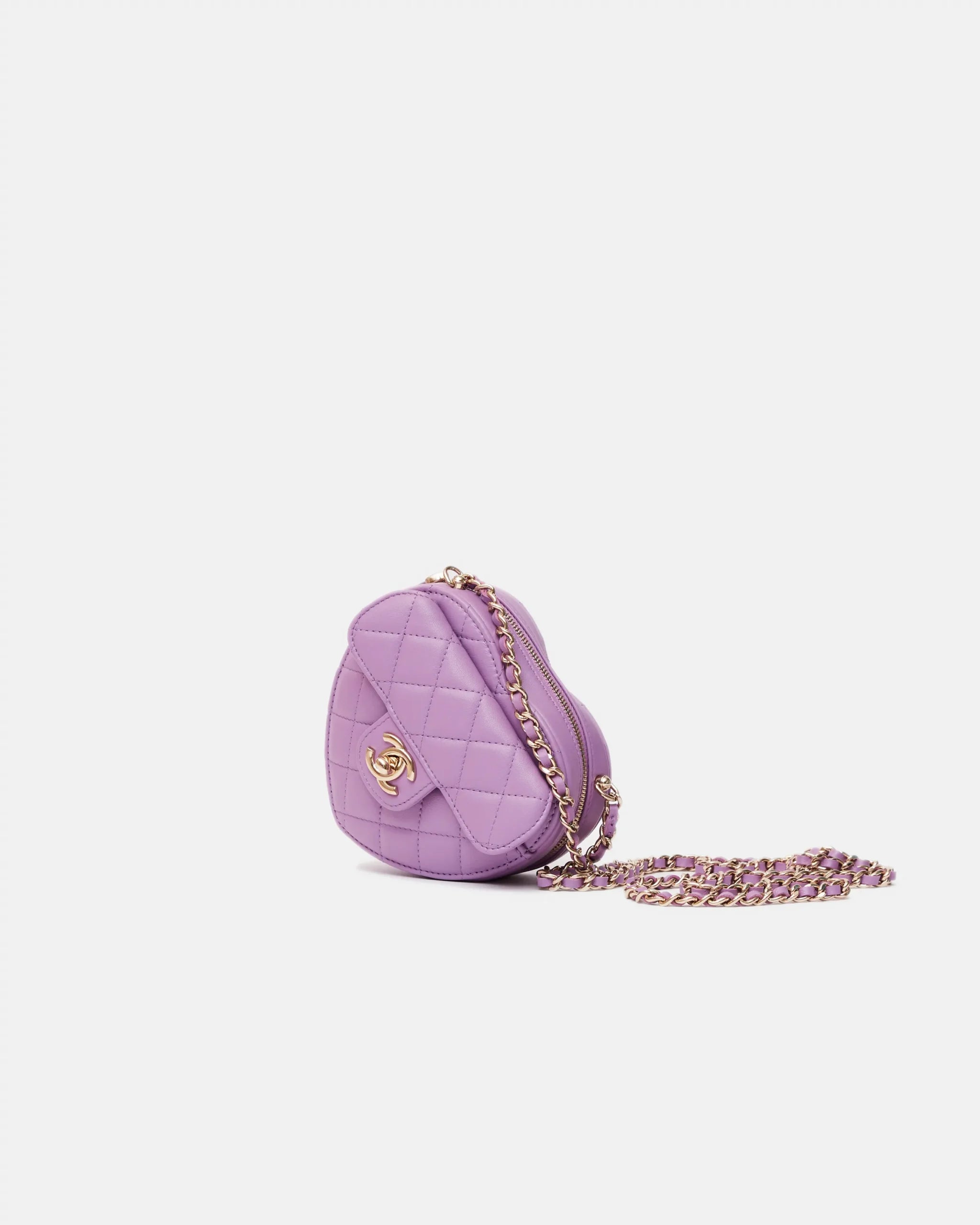 Chanel Heart Bag Medium Purple Lambskin Gold-Tone Metal