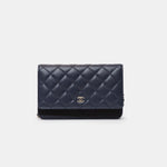 Chanel Wallet on Chain Navy Blue Lambskin Gold-Tone Metal