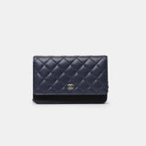 Chanel Wallet on Chain Navy Blue Lambskin Gold-Tone Metal