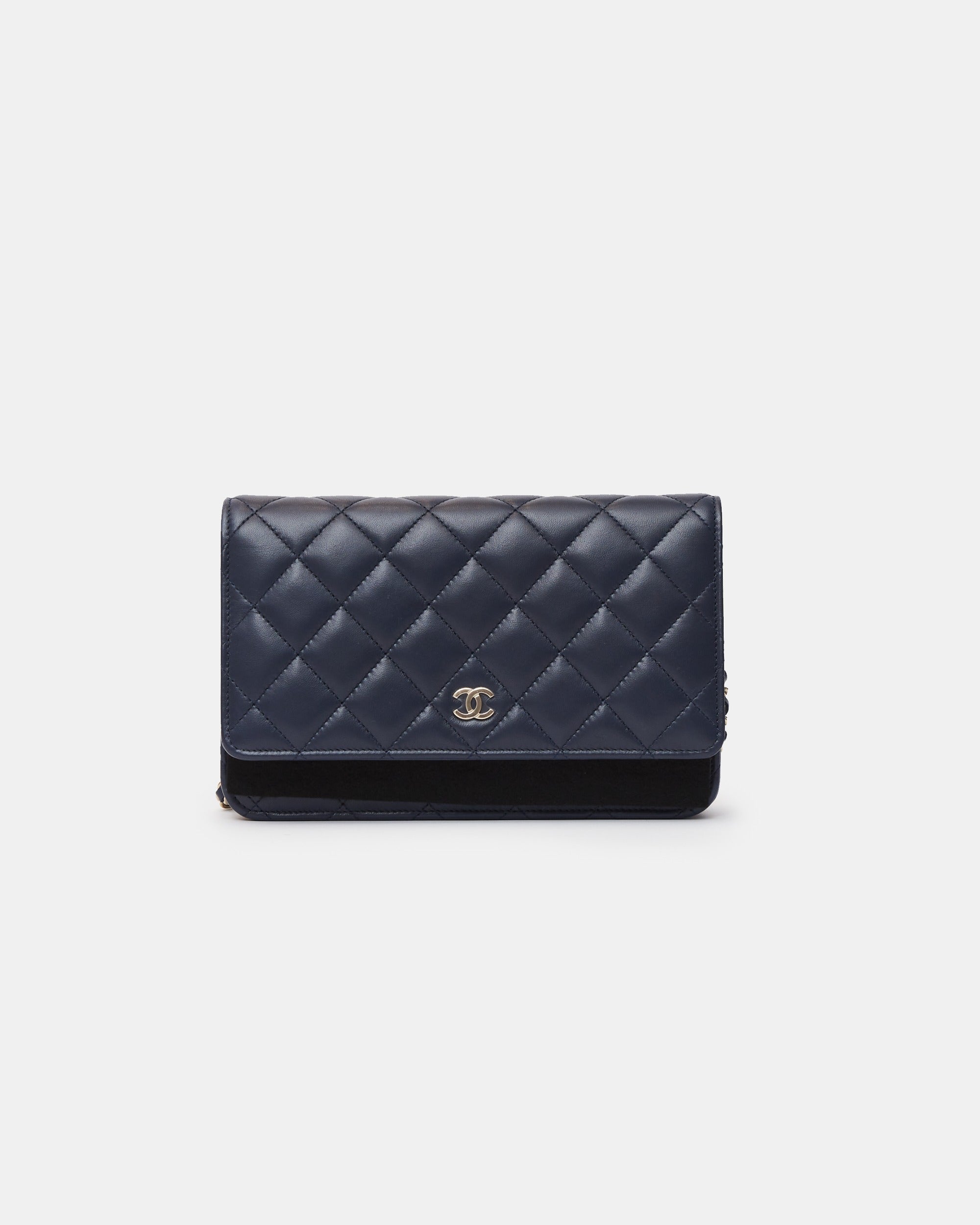Chanel Wallet on Chain Navy Blue Lambskin Gold-Tone Metal