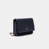 Chanel Wallet on Chain Navy Blue Lambskin Gold-Tone Metal
