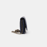 Chanel Wallet on Chain Navy Blue Lambskin Gold-Tone Metal