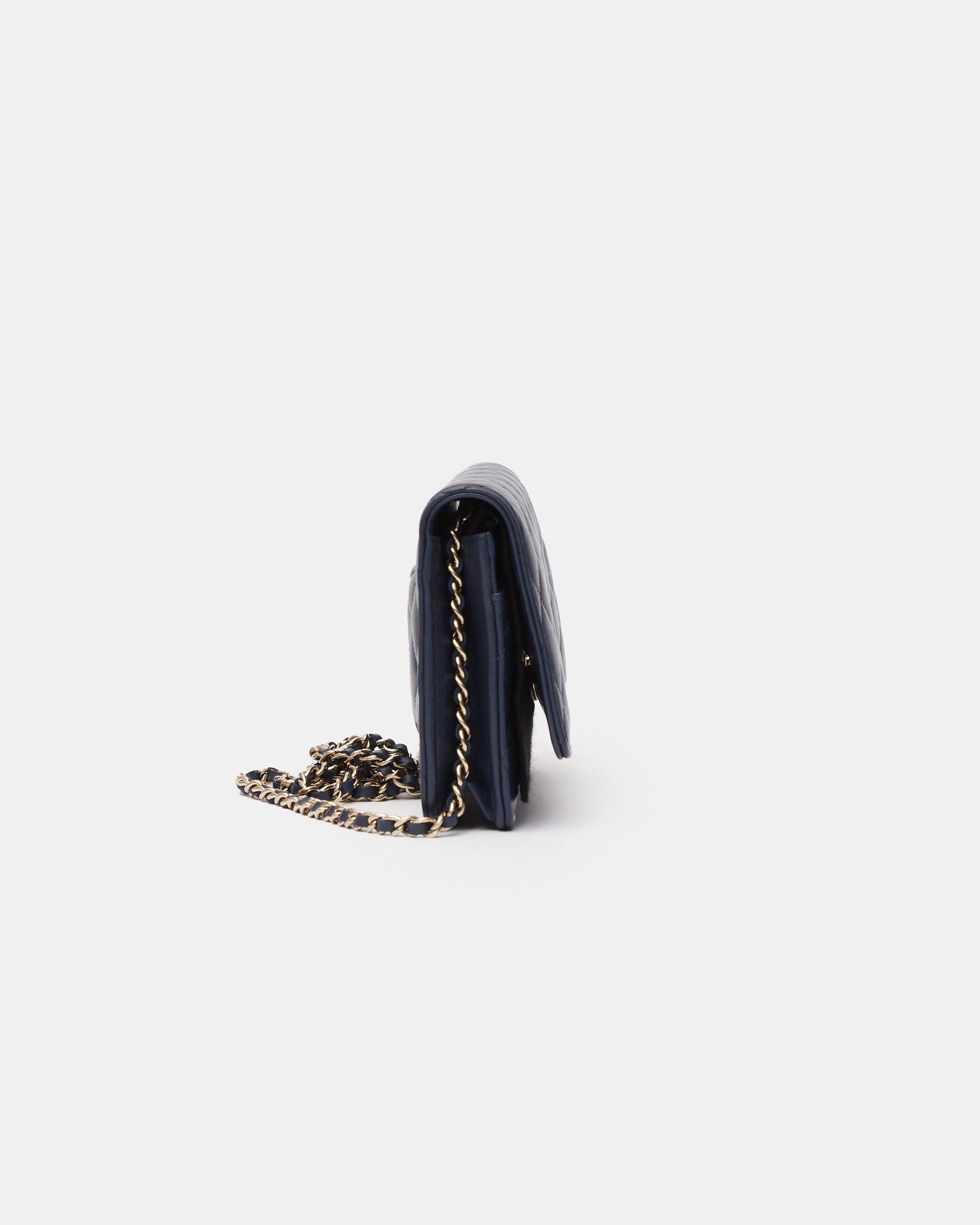 Chanel Wallet on Chain Navy Blue Lambskin Gold-Tone Metal