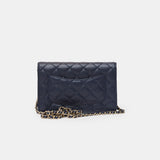 Chanel Wallet on Chain Navy Blue Lambskin Gold-Tone Metal
