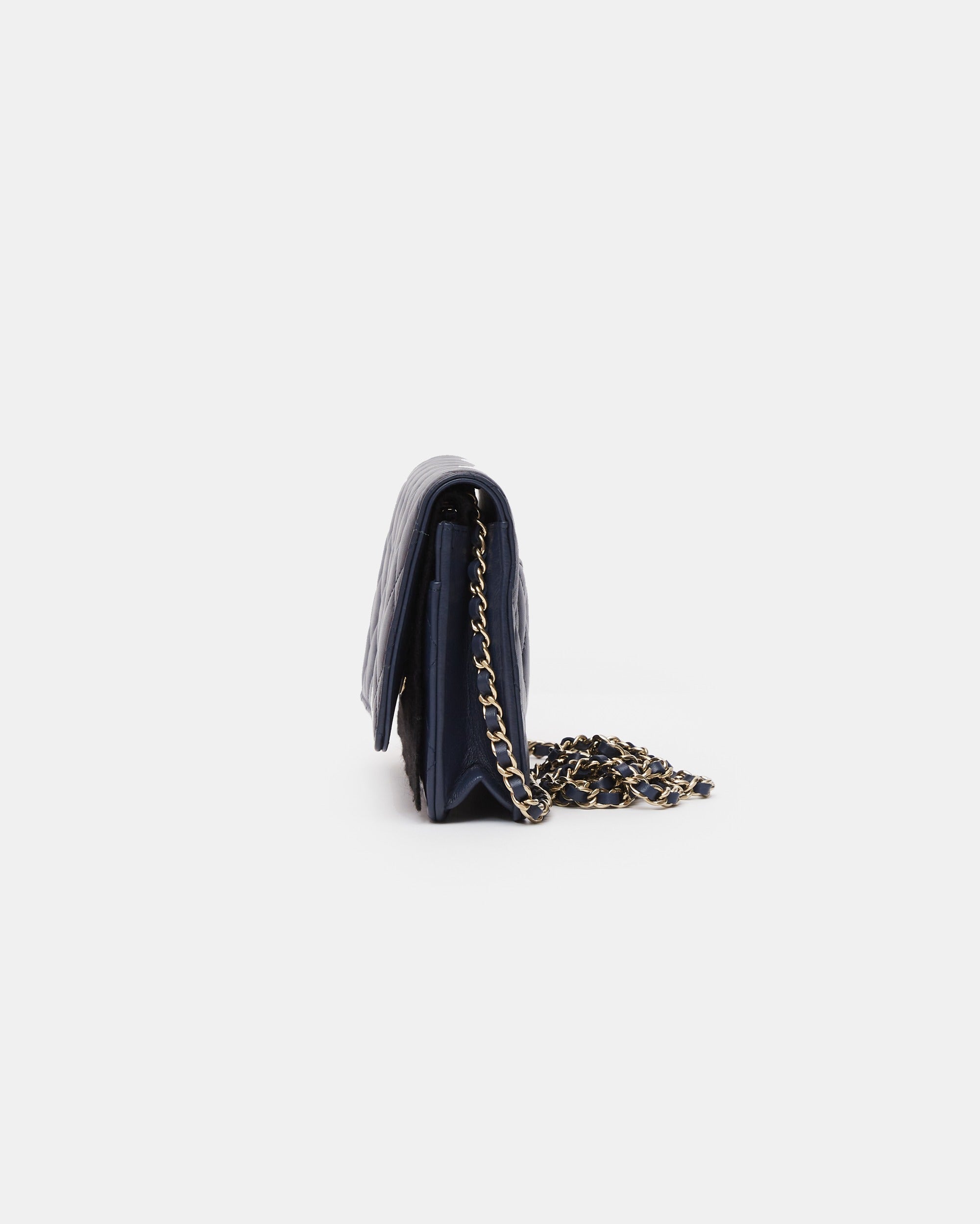 Chanel Wallet on Chain Navy Blue Lambskin Gold-Tone Metal