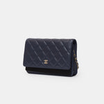 Chanel Wallet on Chain Navy Blue Lambskin Gold-Tone Metal