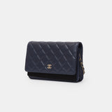 Chanel Wallet on Chain Navy Blue Lambskin Gold-Tone Metal