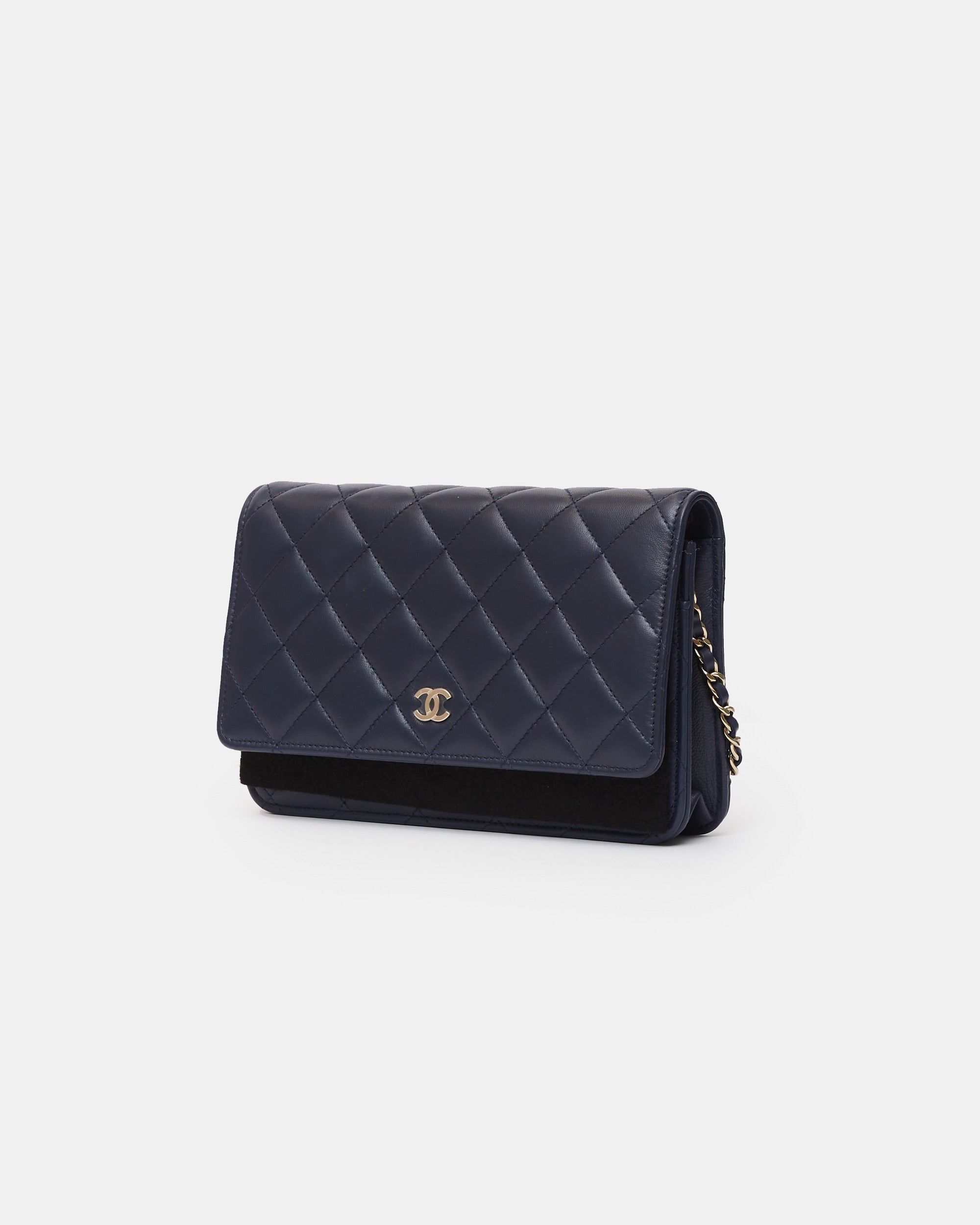 Chanel Wallet on Chain Navy Blue Lambskin Gold-Tone Metal