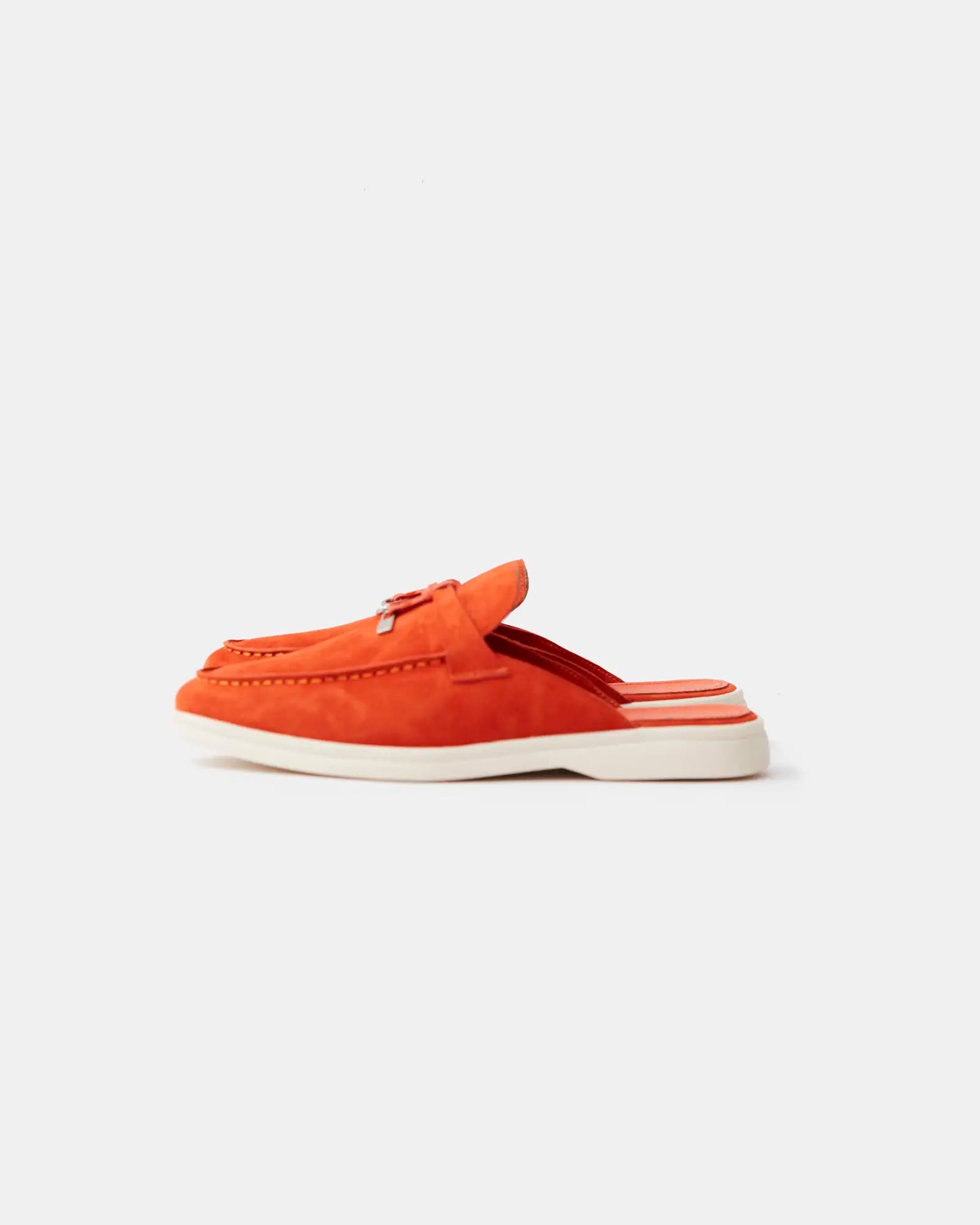 Loro Piana Summer Charms Walk Babouche Orange Loafers