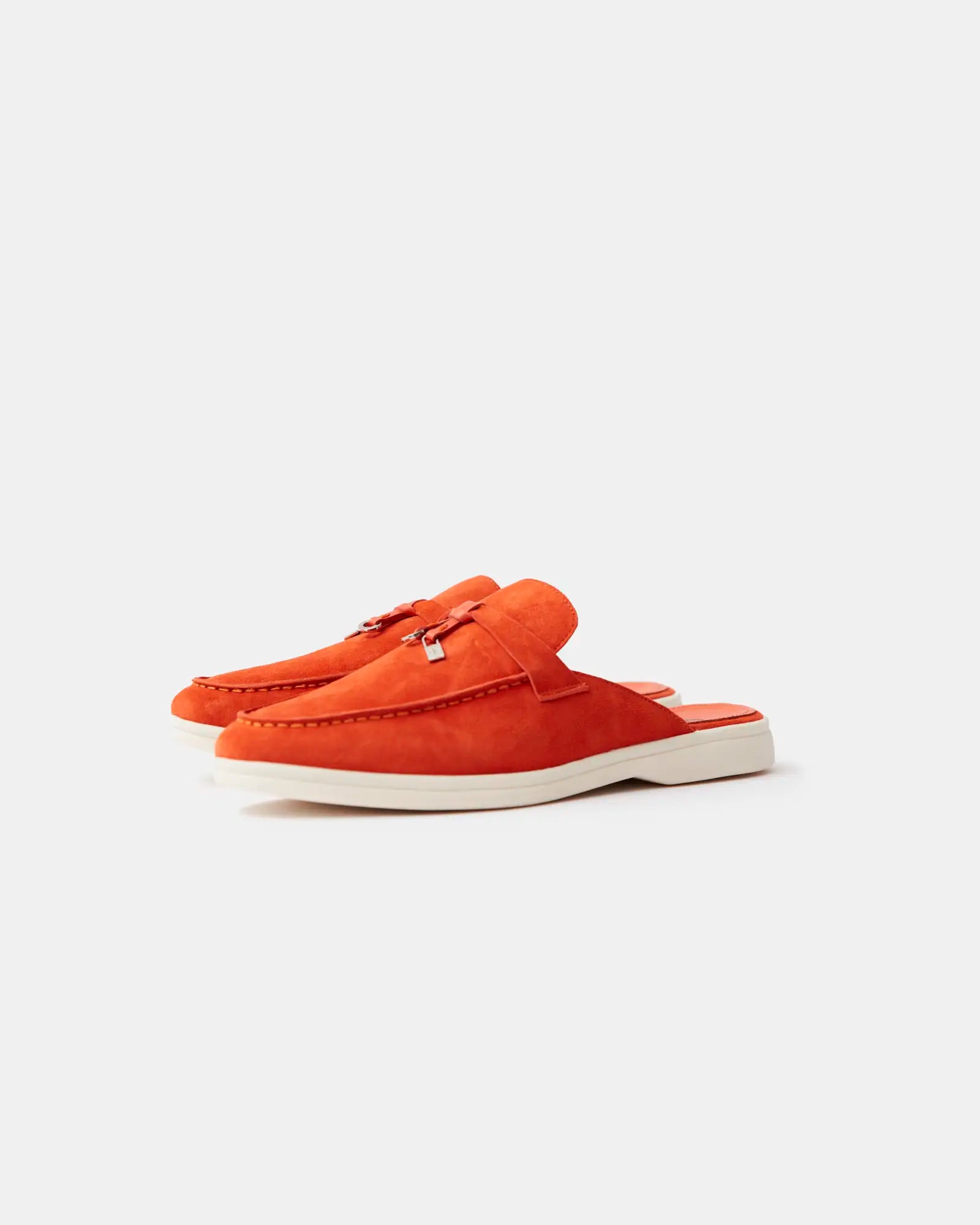 Loro Piana Summer Charms Walk Babouche Orange Loafers