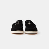 Loro Piana Charms Walk Babouche Black Loafers