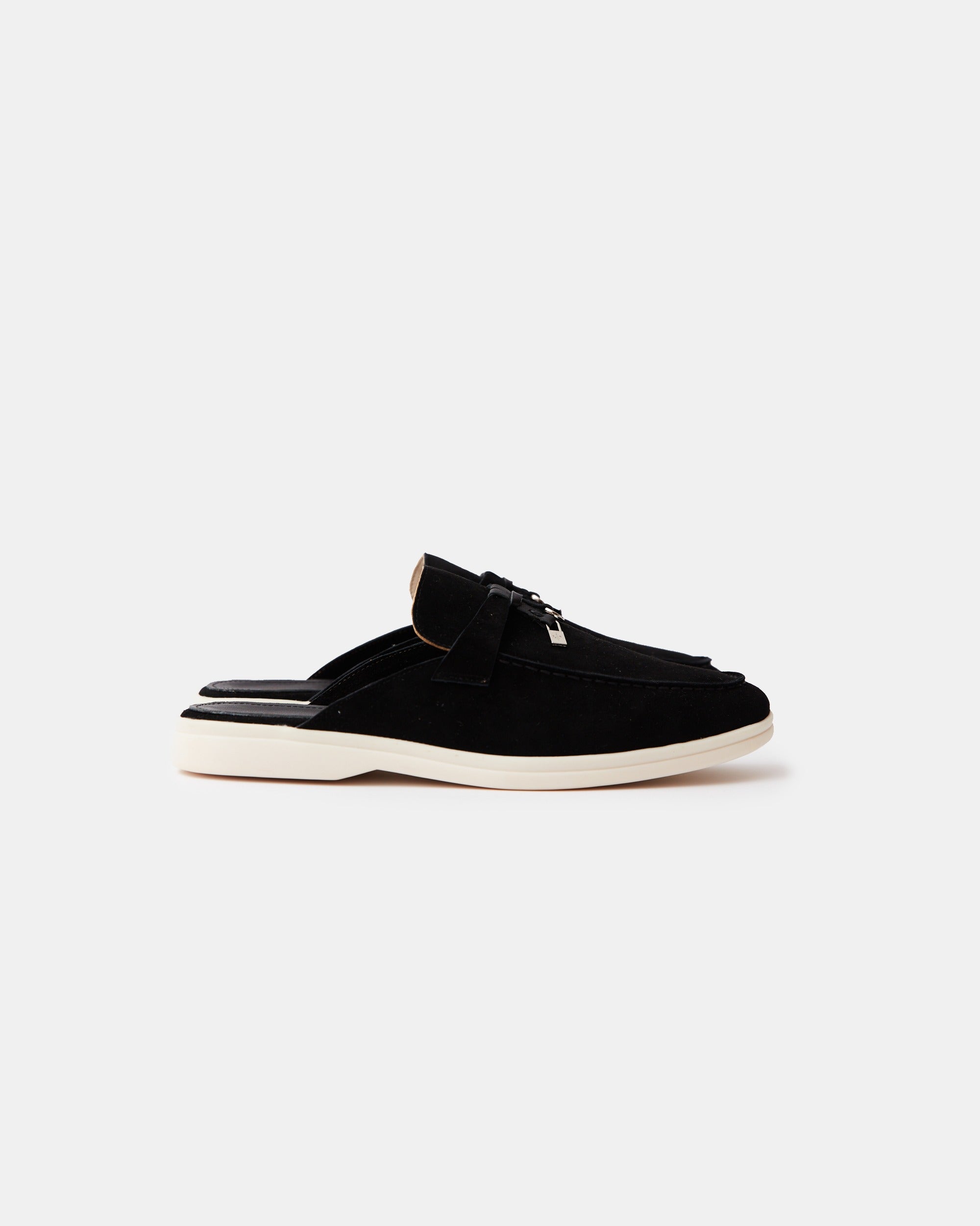 Loro Piana Charms Walk Babouche Black Loafers