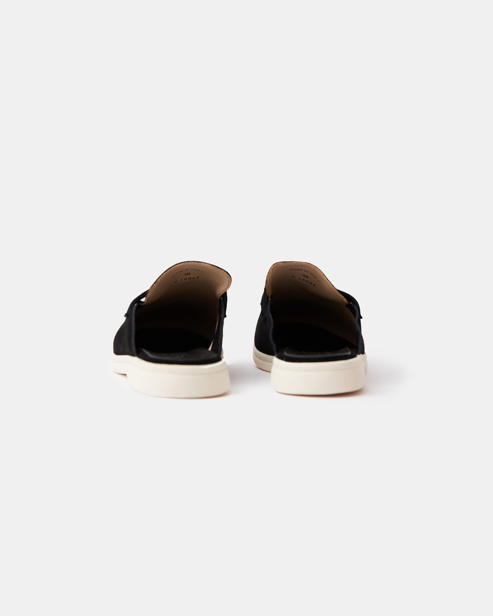 Loro Piana Charms Walk Babouche Black Loafers