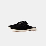 Loro Piana Charms Walk Babouche Black Loafers