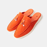 Loro Piana Summer Charms Walk Babouche Orange Loafers