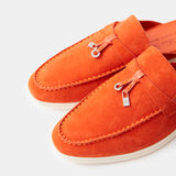 Loro Piana Summer Charms Walk Babouche Orange Loafers