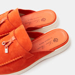 Loro Piana Summer Charms Walk Babouche Orange Loafers