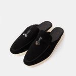 Loro Piana Charms Walk Babouche Black Loafers