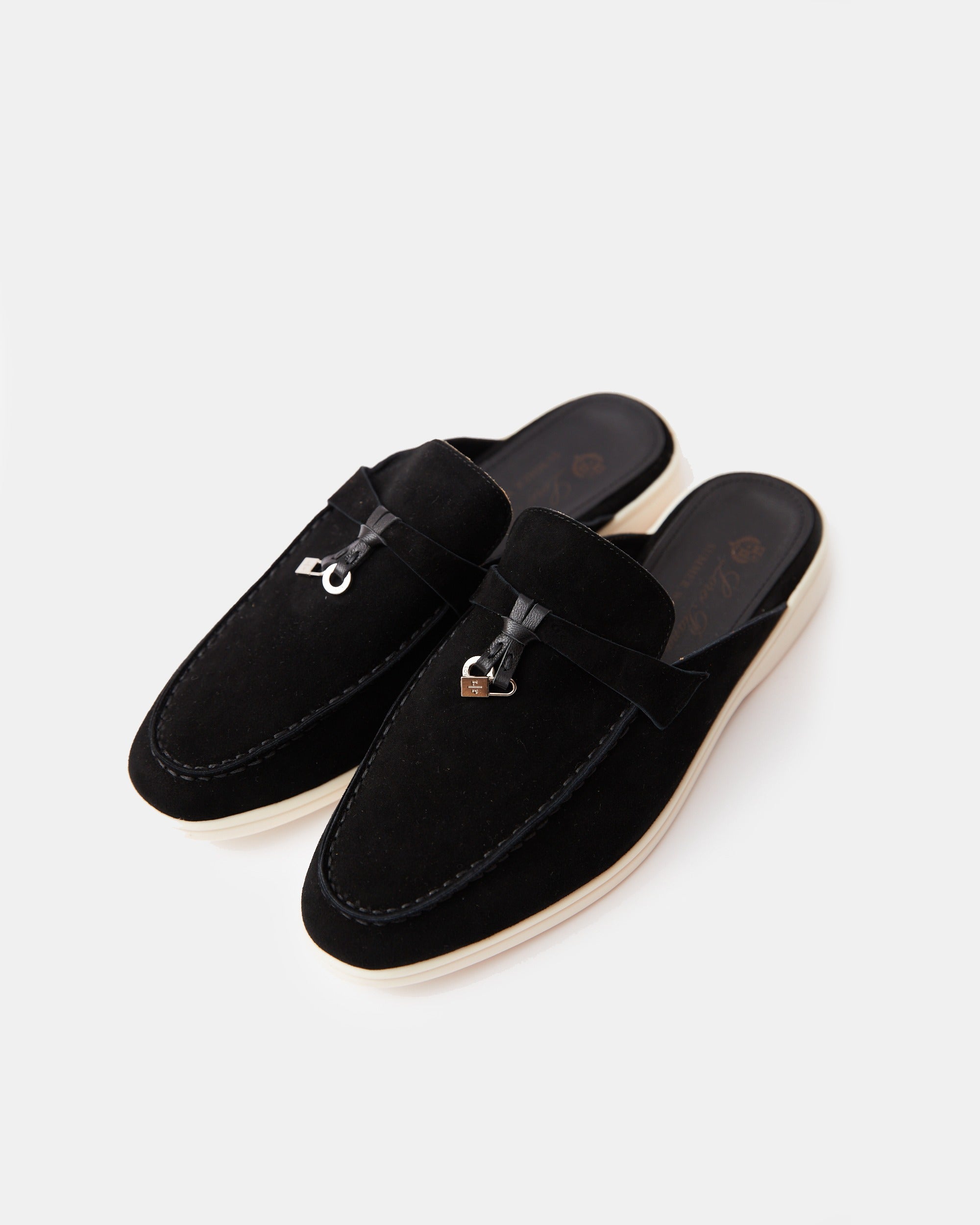 Loro Piana Charms Walk Babouche Black Loafers