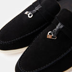 Loro Piana Charms Walk Babouche Black Loafers