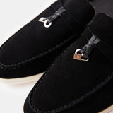 Loro Piana Charms Walk Babouche Black Loafers