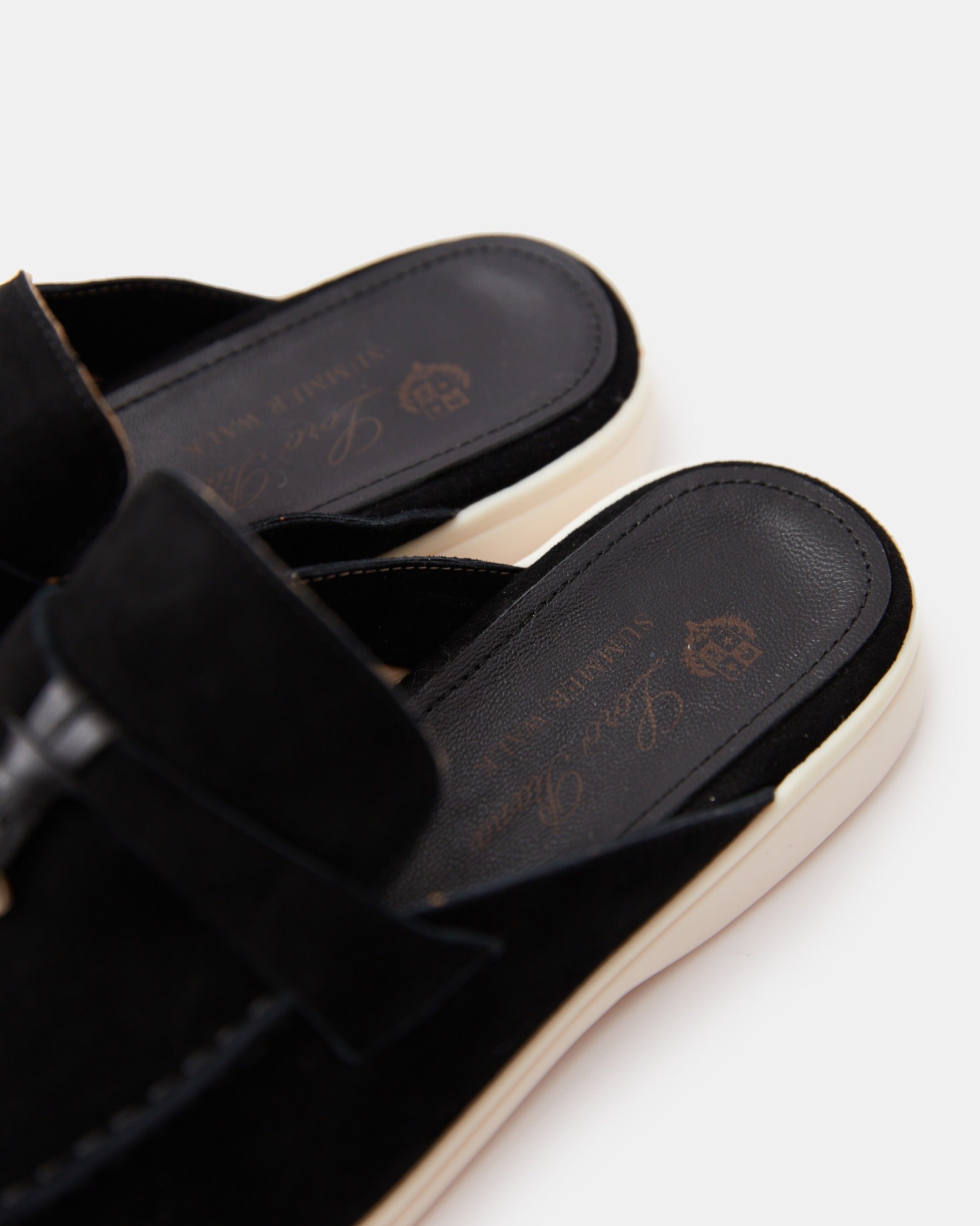 Loro Piana Charms Walk Babouche Black Loafers