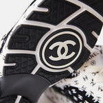 Chanel Printed Suede Calfskin Black White Sneakers