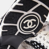Chanel Printed Suede Calfskin Black White Sneakers