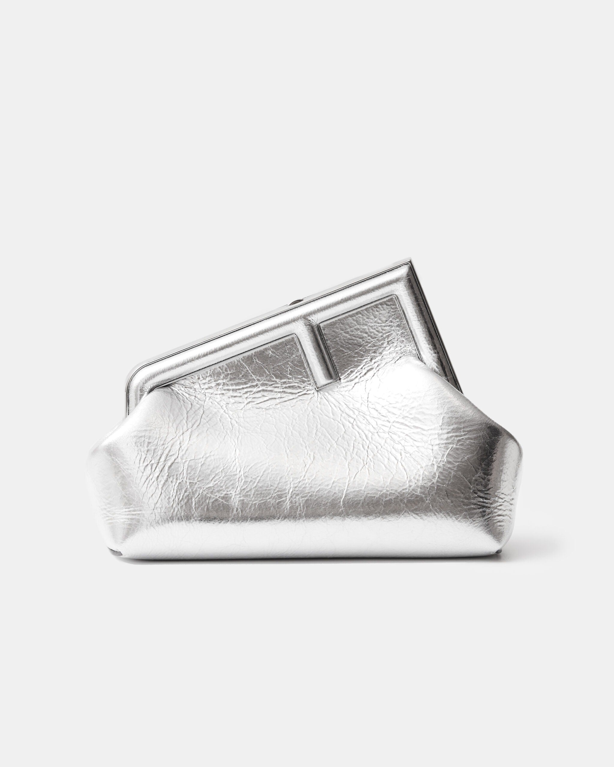 Fendi First Small Silver Laminated Clutch